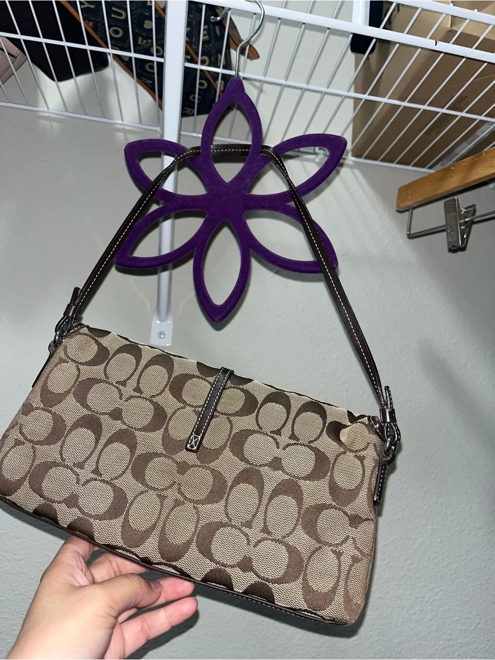 Coach Tan & Brown Signature Canvas Shoulder Bag